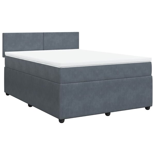 vidaXL Sommier à lattes de lit et matelas Gris foncé 160x200cm Velours