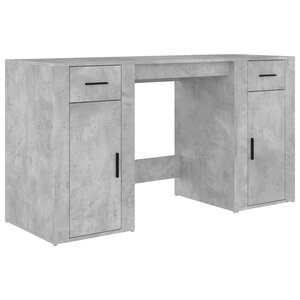 vidaXL Bureau avec armoire gris béton bois d'ingénierie