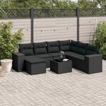 vidaXL Salon de jardin 8 Pièces avec coussins noir résine tressée