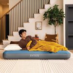 INTEX Lit d'Air avec Pompage INTEX Bleu foncé et gris PVC et ABS