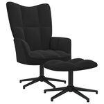 vidaXL Chaise de relaxation avec tabouret Noir Velours