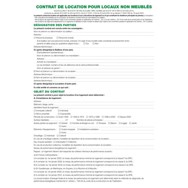 Feuilles Contrat De Location Pour Locaux Non Meublés Telles Qu'utilisées Dans Les Dossiers Réf. 44e - Blanc - X 50 - Exacompta