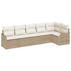 vidaXL Ensemble de canapé de jardin 6 Pièces Beige polyrotin