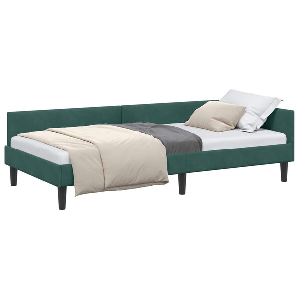 vidaXL Cadre de lit d'angle Vert foncé 90 x 200 cm Velours