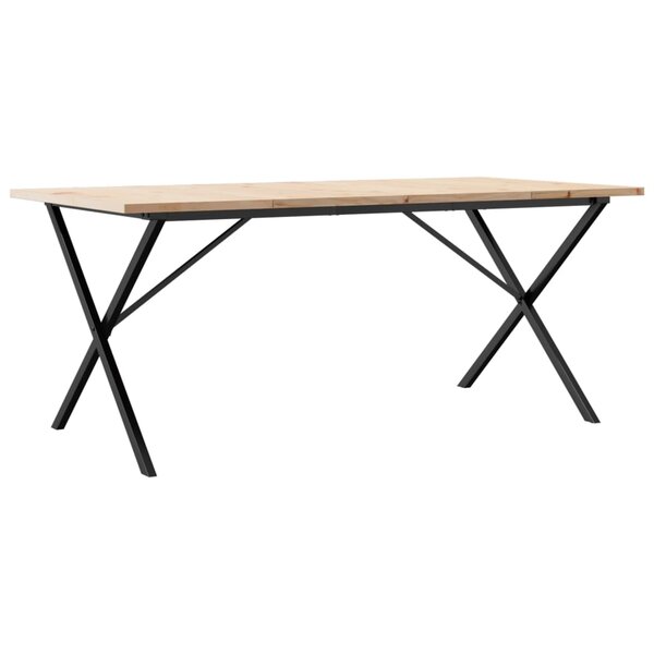vidaXL Table à manger cadre en X 180x90x75 5 cm bois pin massif fonte