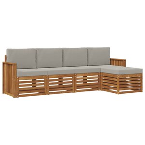 vidaXL Ensemble de canapés d'extérieur 5 Pièces Gris Naturel et Clair