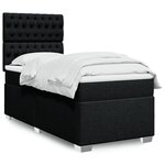 vidaXL Sommier à lattes de lit avec matelas Noir 90x200 cm Tissu