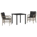 vidaXL Ensemble de salle à manger pour jardin 3 Pièces Gris clair