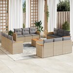 vidaXL Salon de jardin et coussins 13 Pièces mélange beige résine tressée