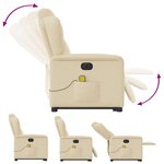 vidaXL Fauteuil inclinable de massage électrique Crème Tissu