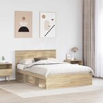 vidaXL Cadre de lit Chêne fumé 150 x 200 cm Bois d'ingénierie
