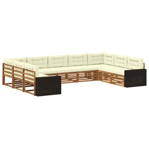 vidaXL Ensemble de canapés d'extérieur 9 pc Naturel et Crème