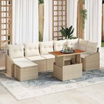 vidaXL Canapé de jardin 8 pièces avec coussins en polyrotin beige