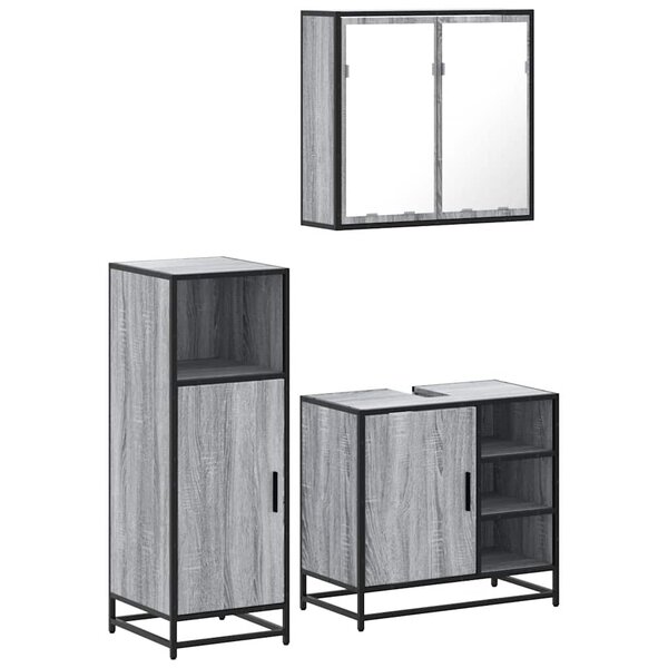 vidaXL Ensemble de meubles de salle de bain 3 Pièces Sonoma gris
