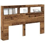 vidaXL Armoire tête de lit avec LED vieux bois 160x17x102 cm