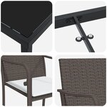 Ensemble de jardin 5 pièces avec des coussins en poly rattan marron