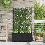 vidaXL Bac à fleurs avec Treillis 2 Pièces Noir 80 x 40 x 143 cm PP