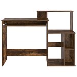 vidaXL Bureau avec rangement Chêne fumé 120.5x44x88.5 cm Bois composite