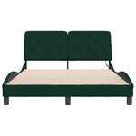 vidaXL Cadre de lit avec LED sans matelas vert foncé 140x190 cm velours