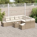 vidaXL Ensemble de canapé de jardin 9 Pièces Beige et crème polyrotin