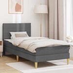 vidaXL Cadre de lit Gris foncé 90 x 190 cm Polyester