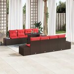 vidaXL Ensemble de canapé de jardin 9 Pièces Marron et rouge polyrotin