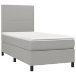 vidaXL Sommier à lattes de lit avec matelas Gris clair 90x200 cm Tissu