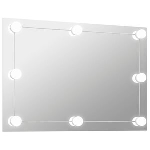 vidaXL Miroir mural sans cadre avec lampes LED Rectangulaire Verre