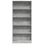 vidaXL Bibliothèque gris béton 80x24x176 cm bois d'ingénierie