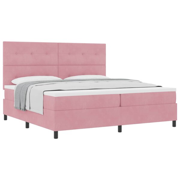 vidaXL Lit à ressorts avec matelas Rose 200 x 200 cm Velours