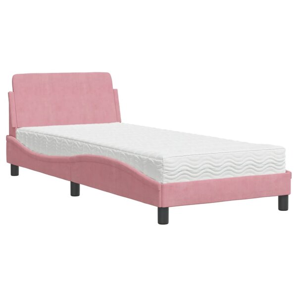 vidaXL Lit avec matelas rose 90x200 cm velours