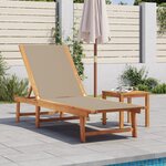vidaXL Chaise longue taupe bois d'acacia solide et textilène