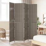Paravent vidaXL 4 panneaux pliable gris 195x180 cm en poly rotin