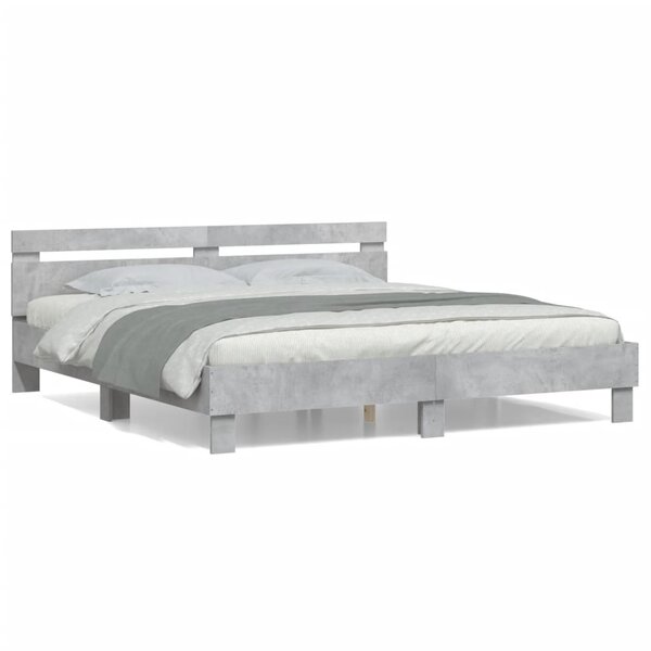 vidaXL Cadre de lit sans matelas gris béton 200x200 cm