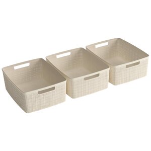Curver ensemble de paniers de rangement jute 3 pièces m 12 l blanc cassé