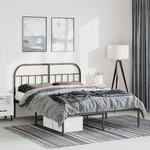vidaXL Cadre de lit métal sans matelas avec tête de lit noir 150x200cm