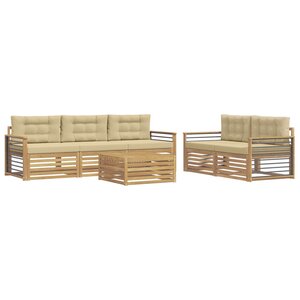 vidaXL Ensemble de canapés d'extérieur 6 pc Blanc et Beige