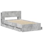 vidaXL Cadre de lit avec rangement Gris béton 90 x 190 cm