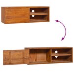 vidaXL Meuble TV mural 90x30x30 cm Bois de teck massif