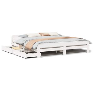 vidaXL Cadre de lit sans matelas blanc 200x200 cm bois massif de pin
