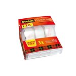 Ruban adhésif Cristal Clear 600  19mm x7 5m pack de 3 et un dévidoir SCOTCH