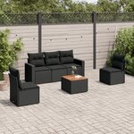 vidaXL Salon de jardin 6 Pièces avec coussins noir résine tressée