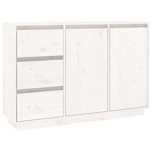 vidaXL Buffet Blanc 111x34x75 cm Bois massif de pin