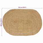 vidaXL Tapis de surface ovale Naturel 100 x 152 cm Jute
