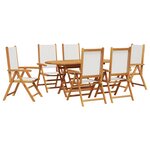 vidaXL Ensemble de salle à manger de jardin 7 pièces blanc crème en bois d'acacia