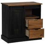vidaXL Buffet HALDEN porte coulissante noir 80x40x80 cm bois massif