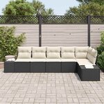 vidaXL Ensemble de canapé de jardin 6 Pièces Noir et Crème polyrotin