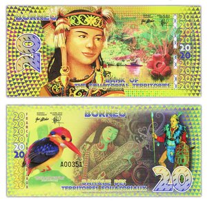 Billet de collection 20 francs équatoriaux 2014 - banque des territoires équatoriaux / borneo - neuf