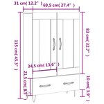 vidaXL Buffet haut chêne fumé 69 5x31x115 cm bois d'ingénierie