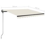 vidaXL Auvent manuel rétractable avec LED 350x250 cm Crème